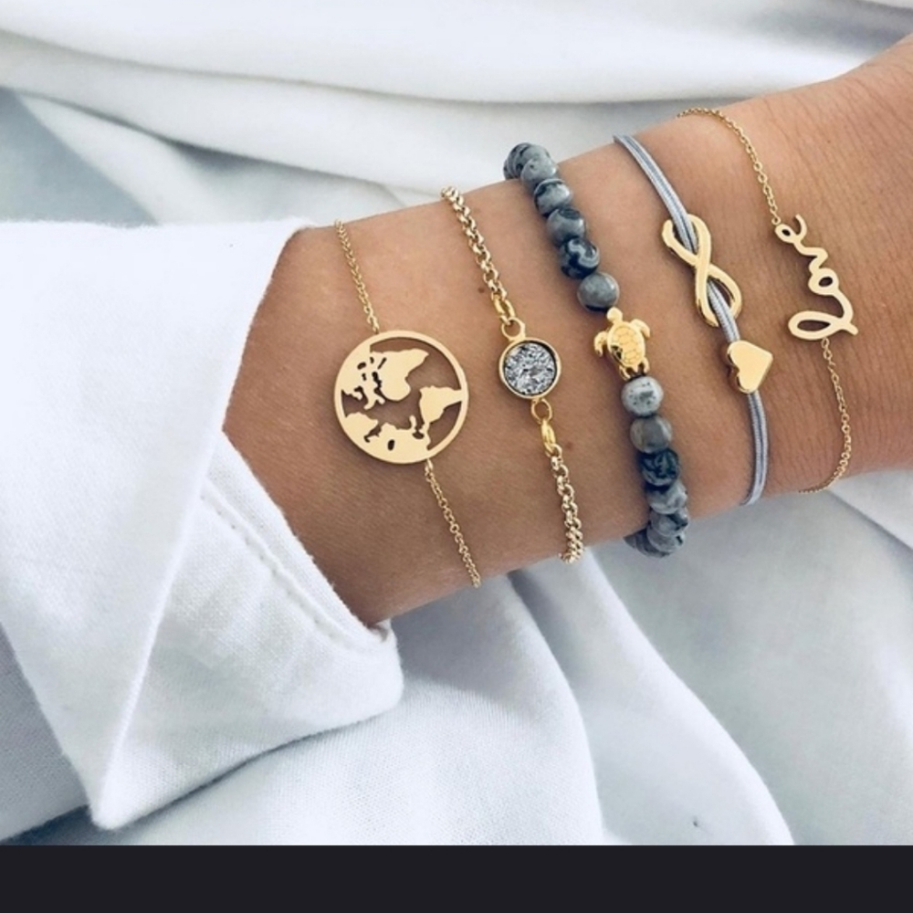 5 Piece Turtle bracelet set
